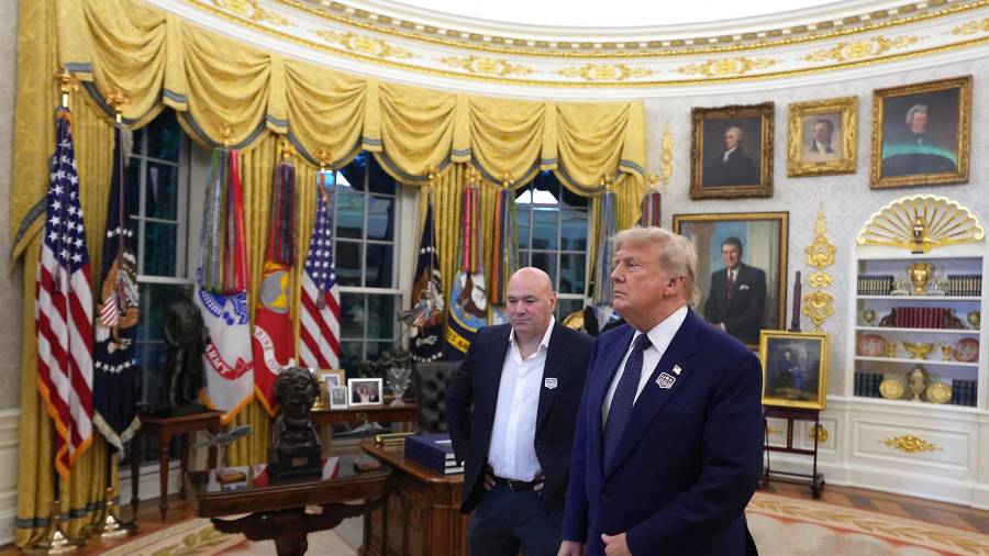 $![US President Donald Trump and UFC CEO Dana White stand in the Oval Office of the White House]
